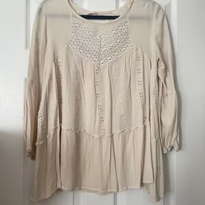Adiva Cream Relaxed Tunic with Embellished Details